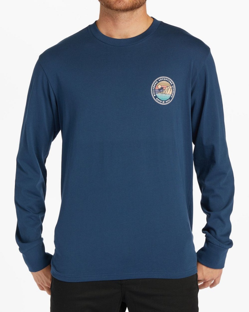 Dark Blue Men\'s Billabong Rockies Long Sleeve T-Shirt | 462091VES