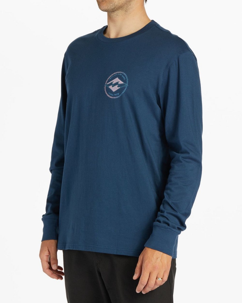 Dark Blue Men's Billabong Rotor Diamond Long Sleeve T-Shirt | 254861BOC