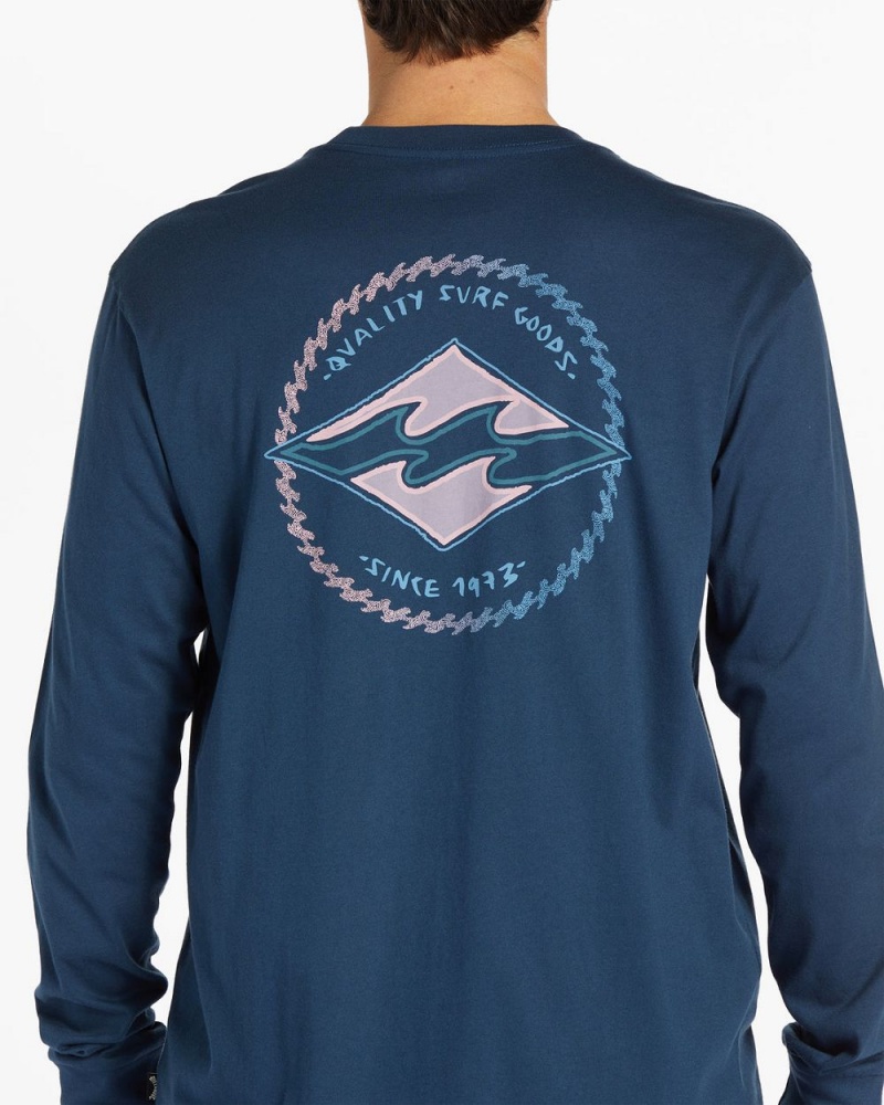 Dark Blue Men's Billabong Rotor Diamond Long Sleeve T-Shirt | 254861BOC