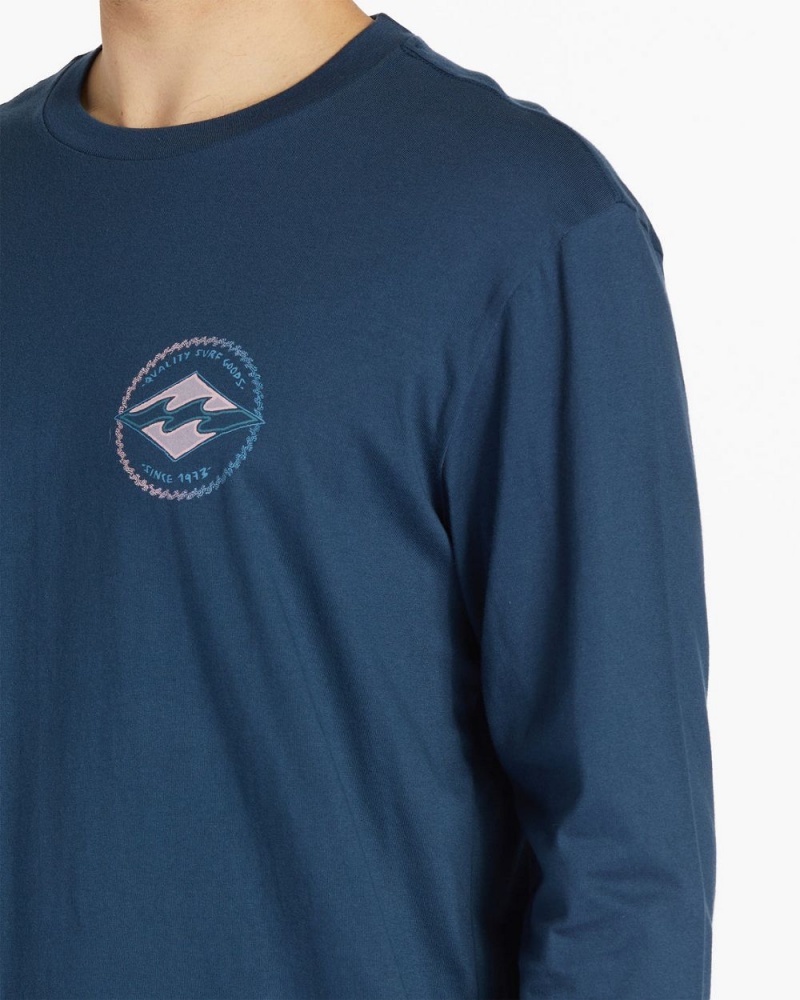 Dark Blue Men's Billabong Rotor Diamond Long Sleeve T-Shirt | 254861BOC