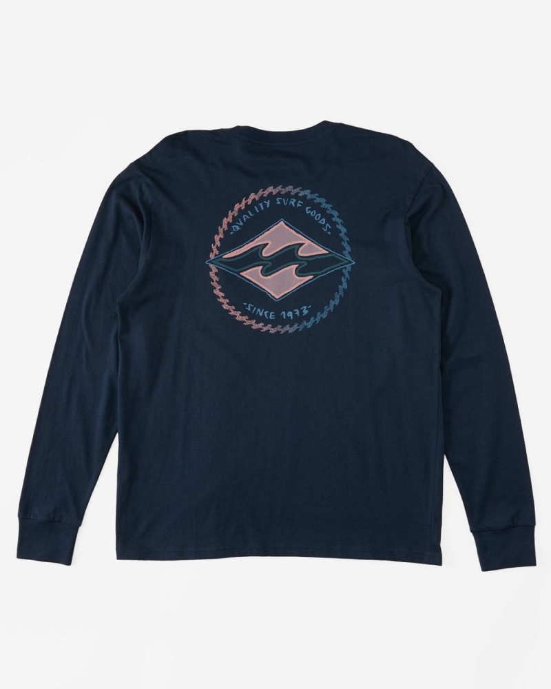 Dark Blue Men's Billabong Rotor Diamond Long Sleeve T-Shirt | 254861BOC