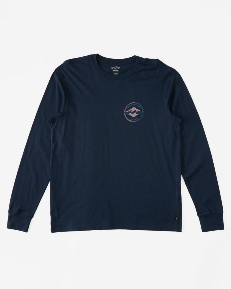 Dark Blue Men's Billabong Rotor Diamond Long Sleeve T-Shirt | 254861BOC