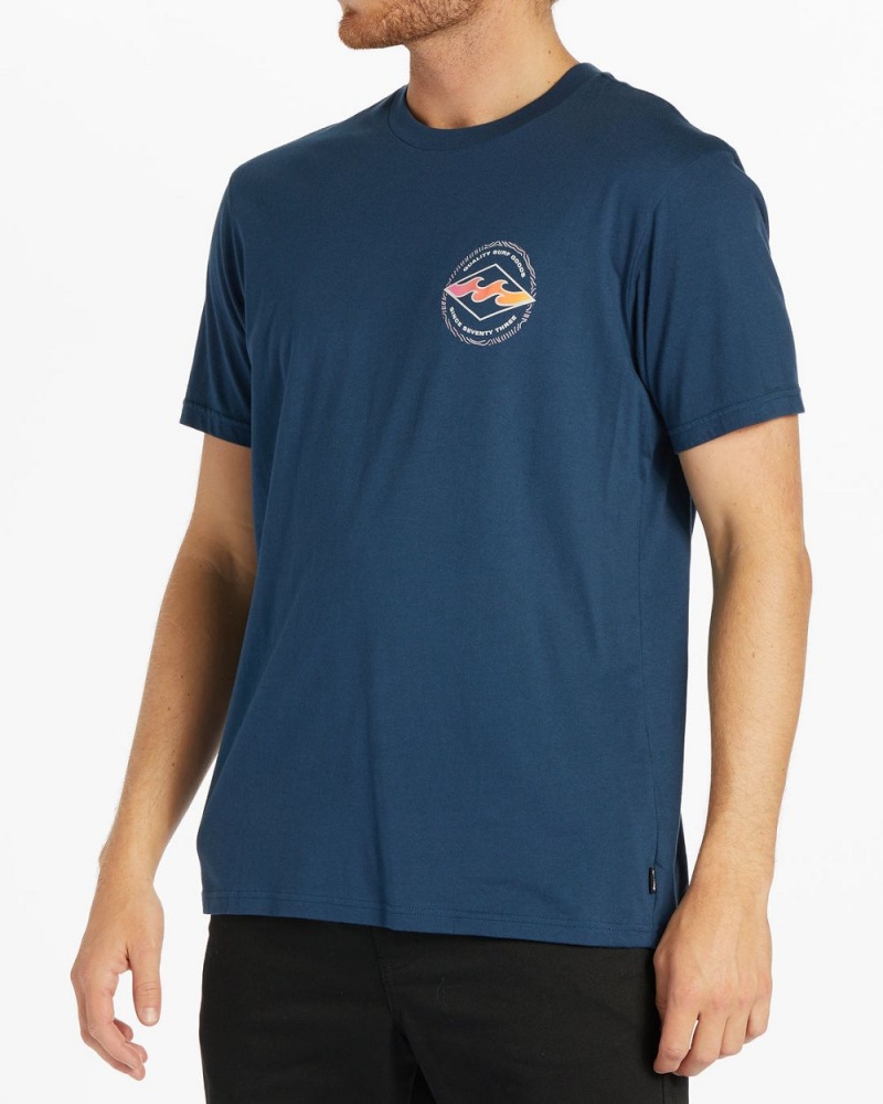 Dark Blue Men's Billabong Rotor Diamond Short Sleeve T-Shirt | 301274ATK