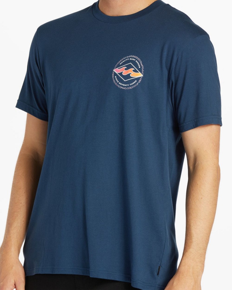 Dark Blue Men's Billabong Rotor Diamond Short Sleeve T-Shirt | 301274ATK