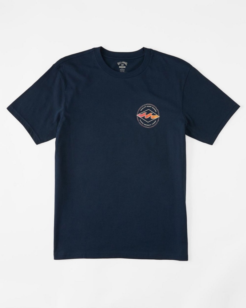 Dark Blue Men's Billabong Rotor Diamond Short Sleeve T-Shirt | 301274ATK