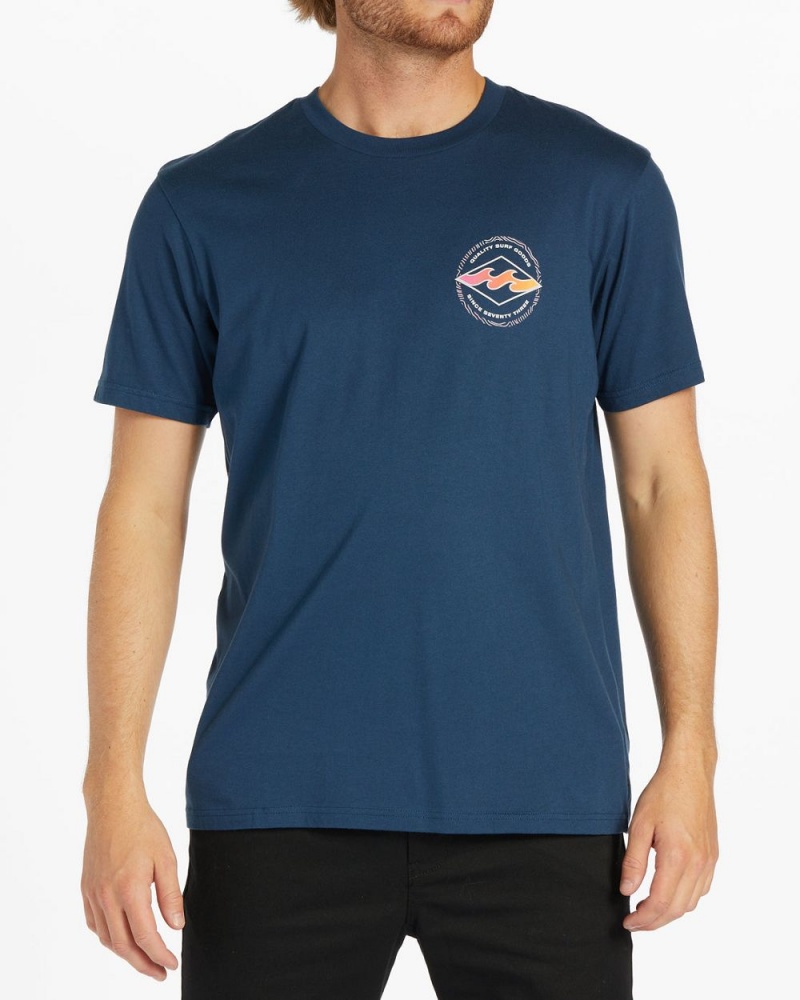 Dark Blue Men\'s Billabong Rotor Diamond Short Sleeve T-Shirt | 301274ATK