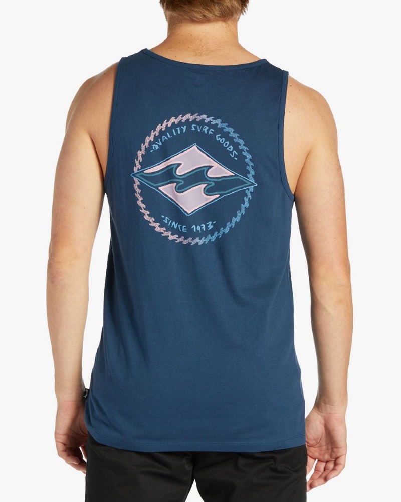 Dark Blue Men's Billabong Rotor Diamond Tanks | 031642ADO