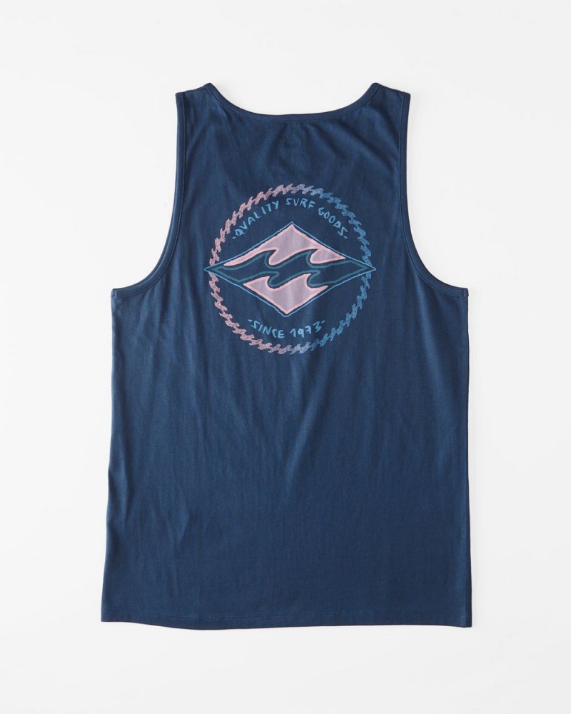 Dark Blue Men's Billabong Rotor Diamond Tanks | 031642ADO