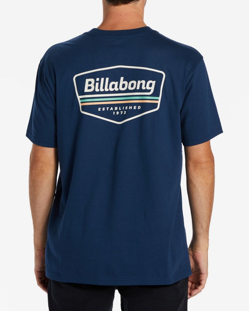 Dark Blue Men's Billabong Walled T-Shirt | 541720EJX