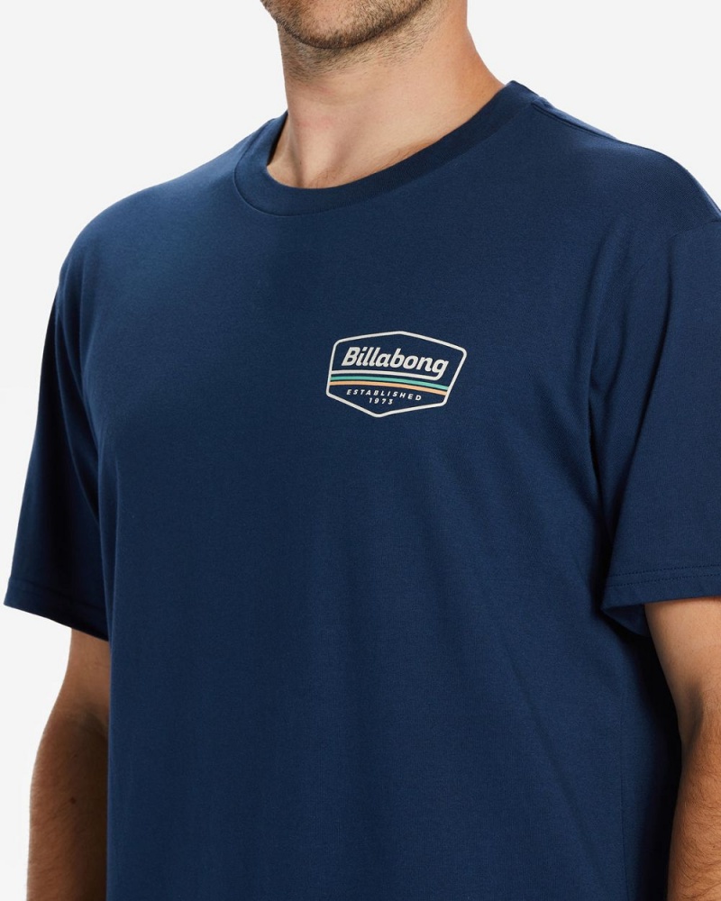 Dark Blue Men's Billabong Walled T-Shirt | 541720EJX