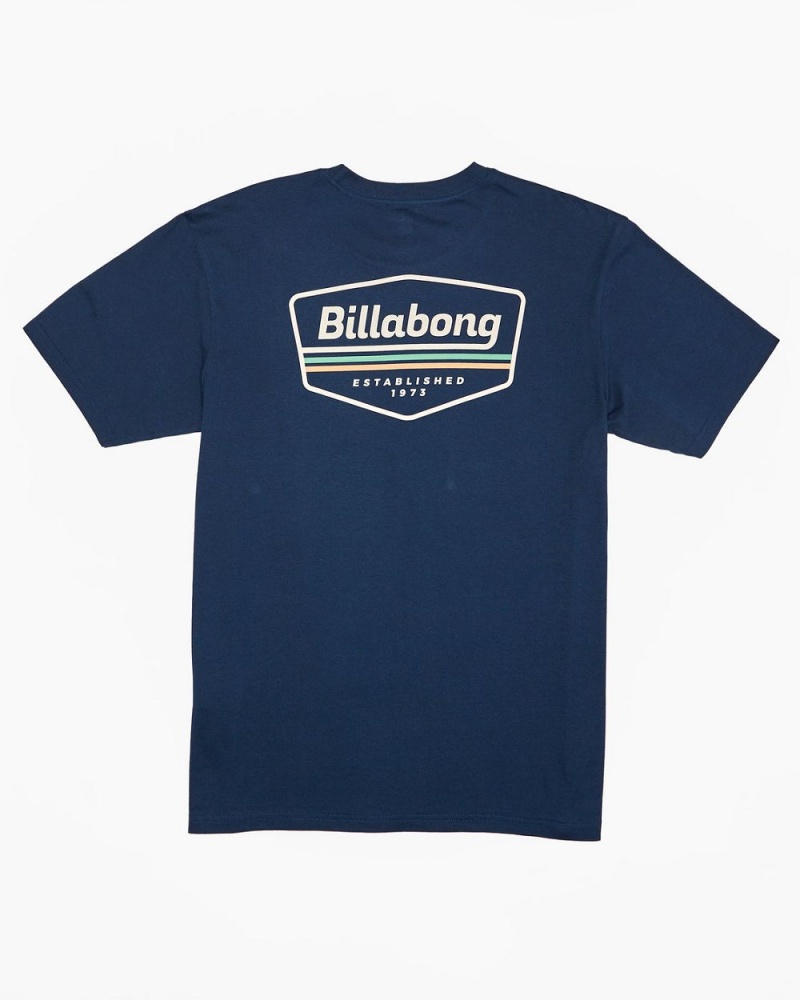 Dark Blue Men's Billabong Walled T-Shirt | 541720EJX