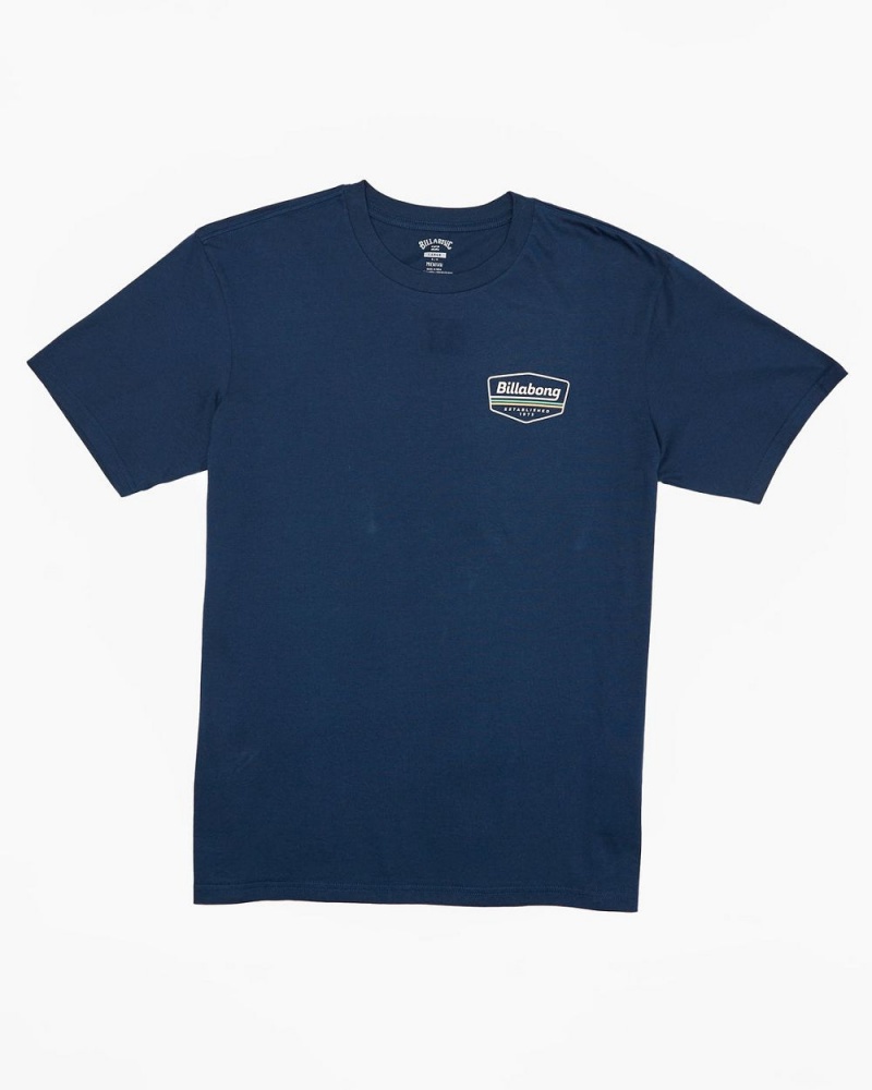 Dark Blue Men's Billabong Walled T-Shirt | 541720EJX