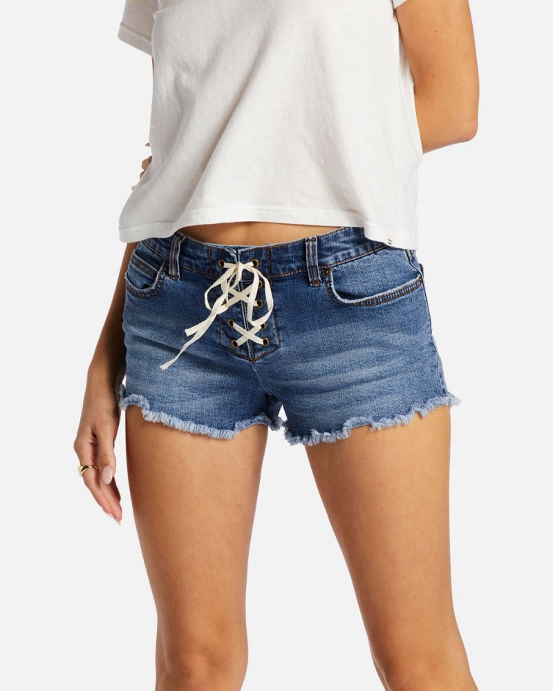 Dark Denim Women's Billabong Lite Hearted Denim Shorts | 928436UXT