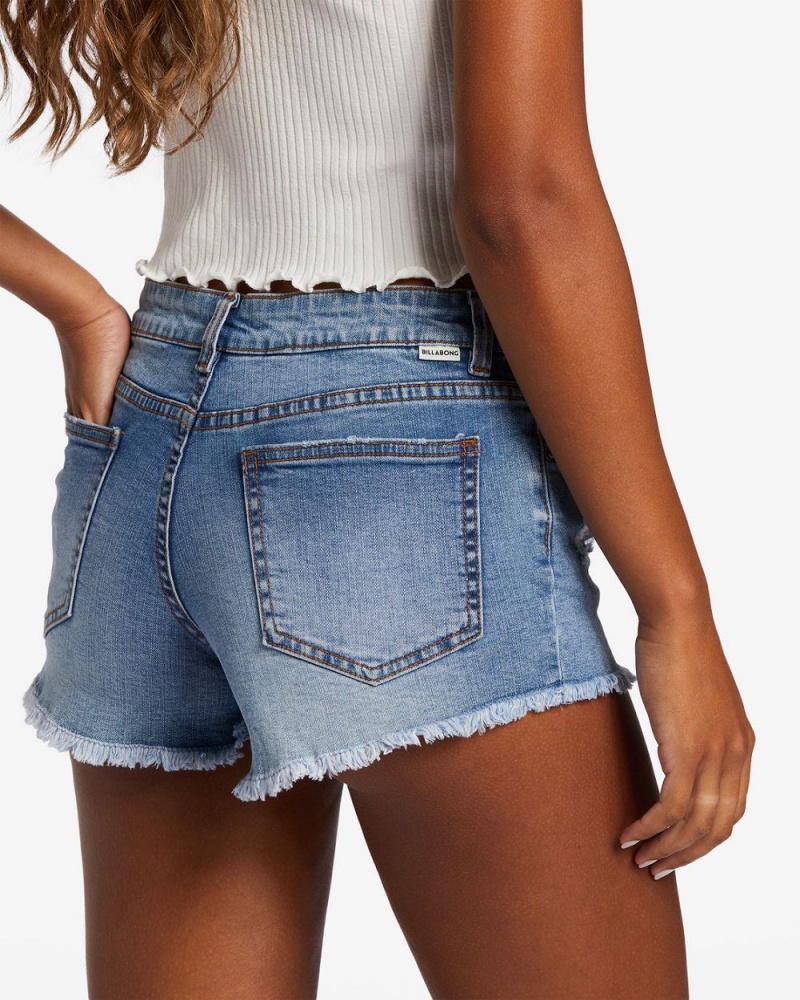 Dark Denim Women's Billabong Lite Hearted Denim Shorts | 928436UXT