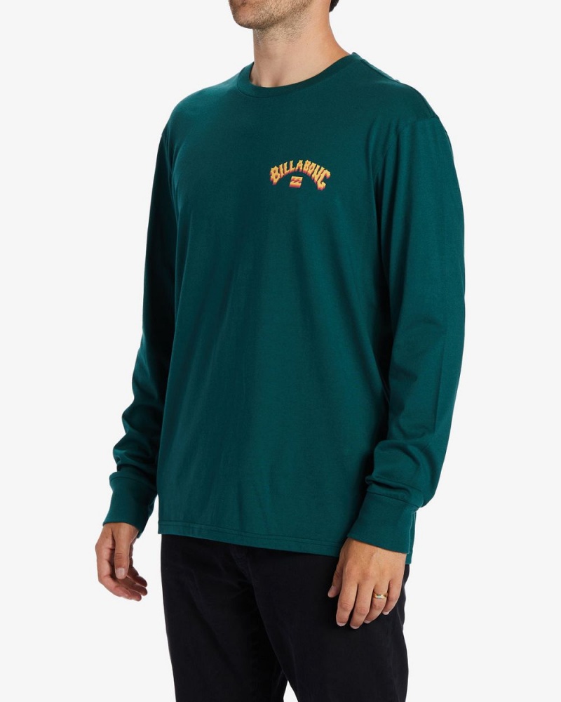 Deep Teal Men's Billabong Arch Fill Long Sleeve T-Shirt | 304125POI