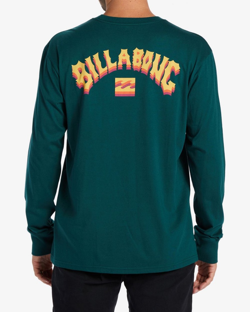 Deep Teal Men's Billabong Arch Fill Long Sleeve T-Shirt | 304125POI