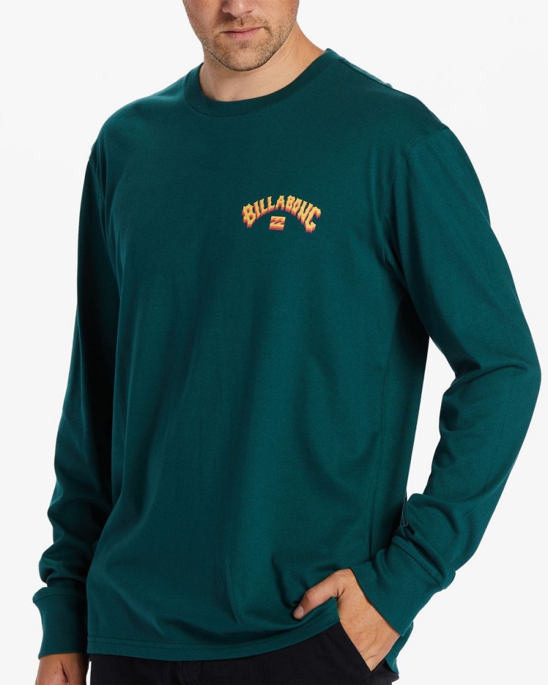 Deep Teal Men's Billabong Arch Fill Long Sleeve T-Shirt | 304125POI