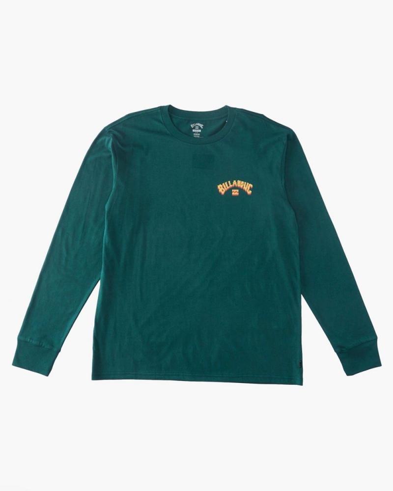 Deep Teal Men's Billabong Arch Fill Long Sleeve T-Shirt | 304125POI