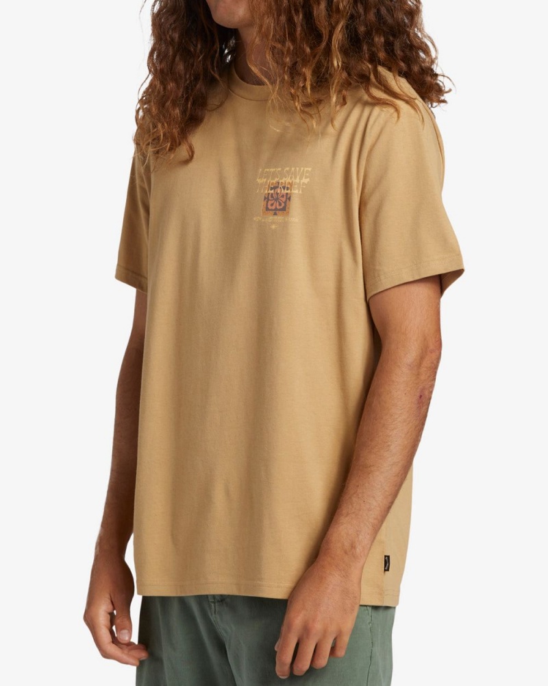 Dusty Gold Men's Billabong Cg Tiki Reef Short Sleeve T-Shirt | 916702DJO