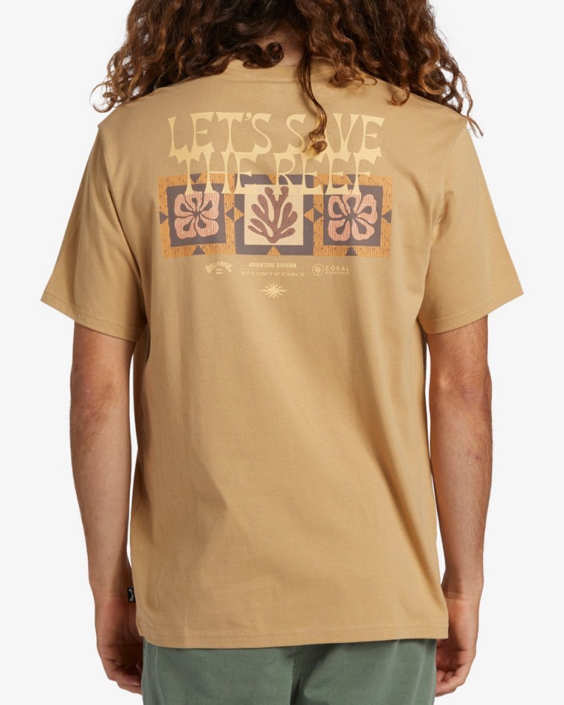 Dusty Gold Men's Billabong Cg Tiki Reef Short Sleeve T-Shirt | 916702DJO