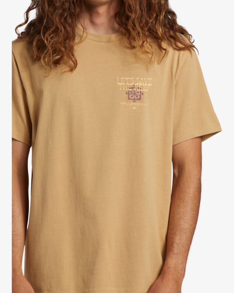 Dusty Gold Men's Billabong Cg Tiki Reef Short Sleeve T-Shirt | 916702DJO