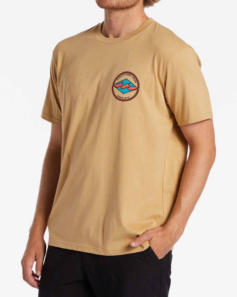 Dusty Gold Men's Billabong Rotor Diamond T-Shirt | 192586DQF