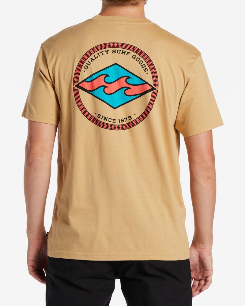 Dusty Gold Men's Billabong Rotor Diamond T-Shirt | 192586DQF