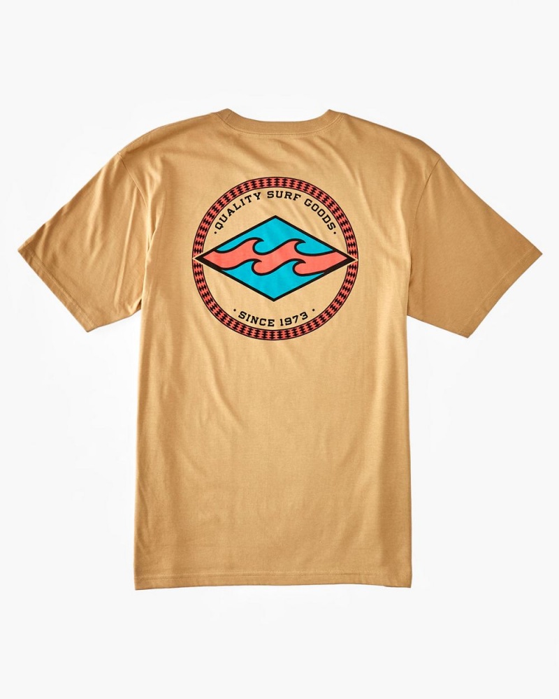 Dusty Gold Men's Billabong Rotor Diamond T-Shirt | 192586DQF