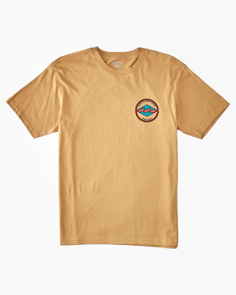 Dusty Gold Men's Billabong Rotor Diamond T-Shirt | 192586DQF