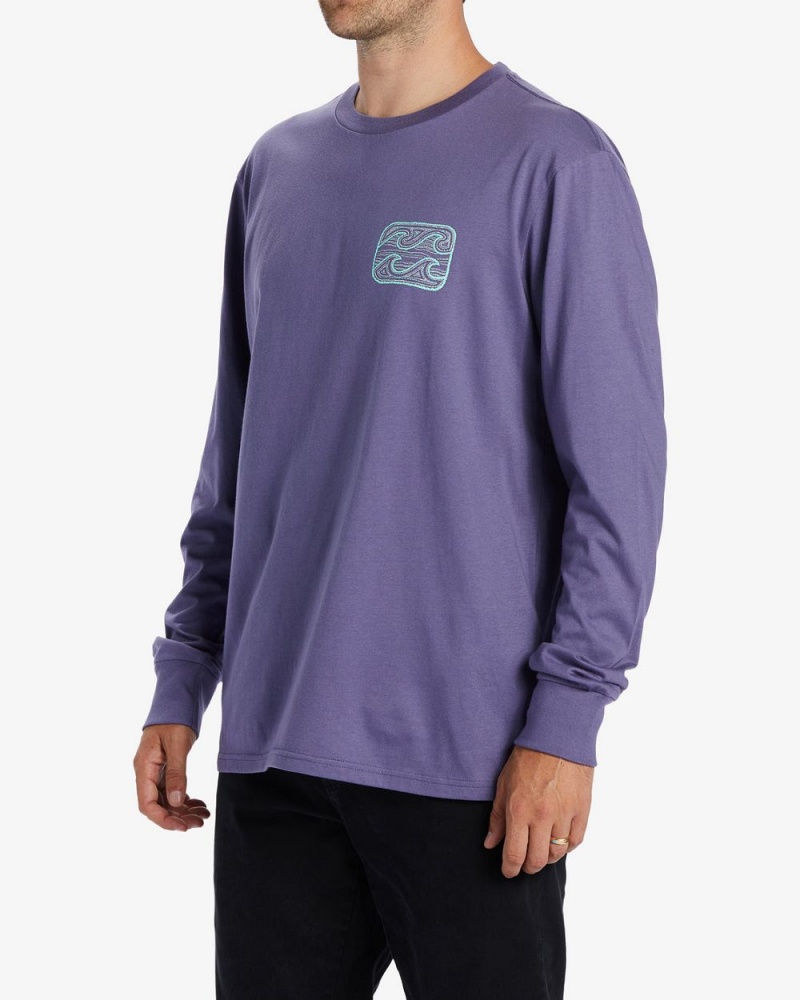 Dusty Grape Men's Billabong Crayon Wave Long Sleeve T-Shirt | 423690VNZ