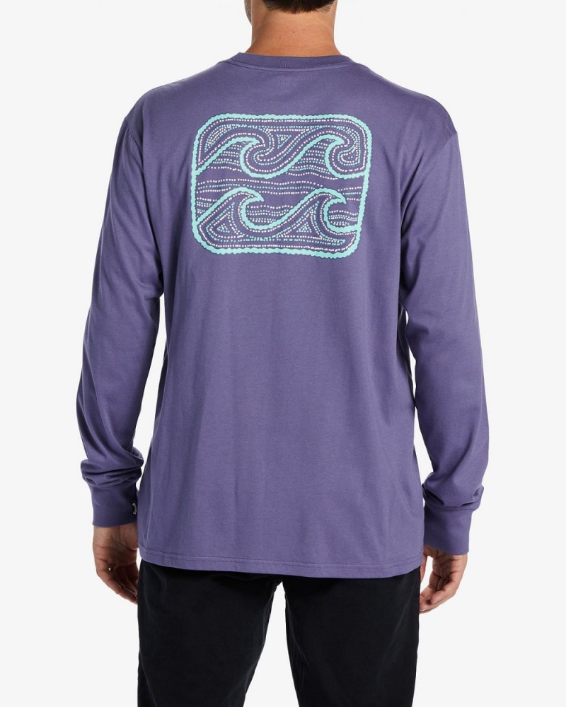 Dusty Grape Men's Billabong Crayon Wave Long Sleeve T-Shirt | 423690VNZ