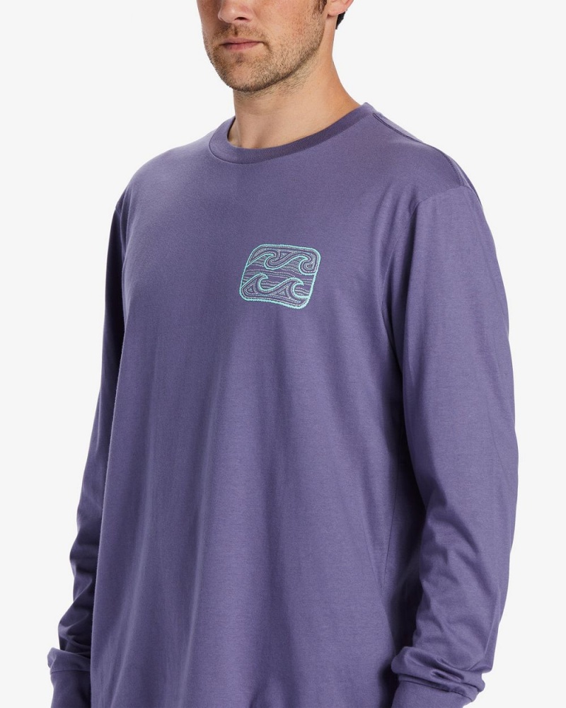 Dusty Grape Men's Billabong Crayon Wave Long Sleeve T-Shirt | 423690VNZ