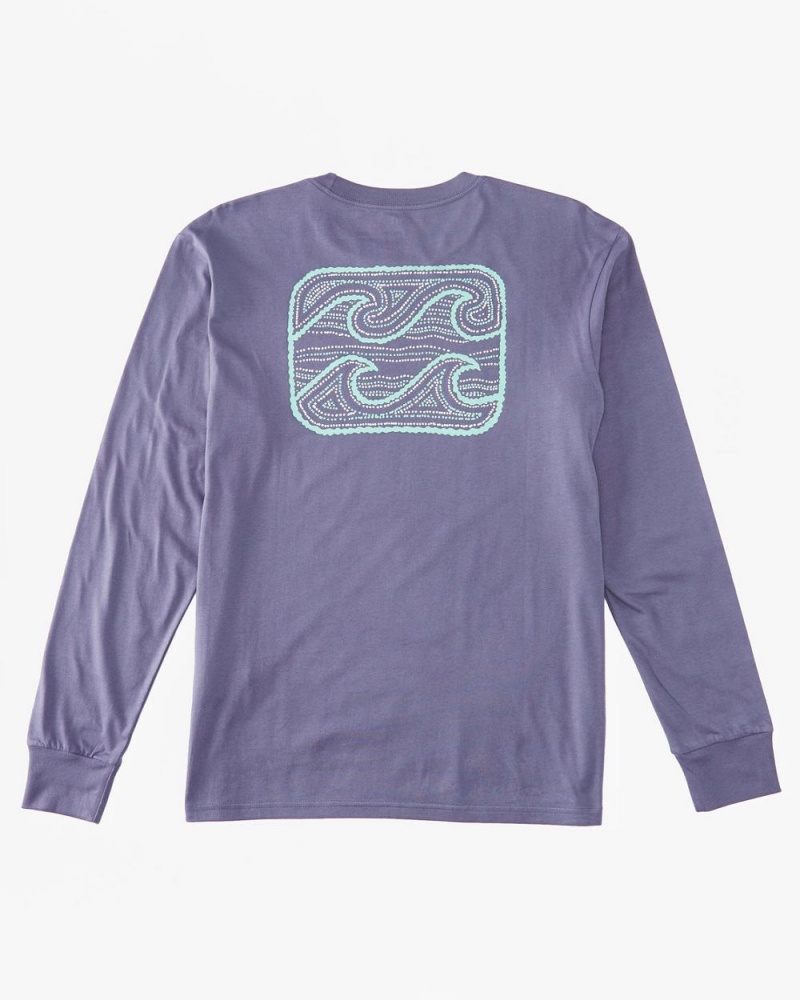 Dusty Grape Men's Billabong Crayon Wave Long Sleeve T-Shirt | 423690VNZ