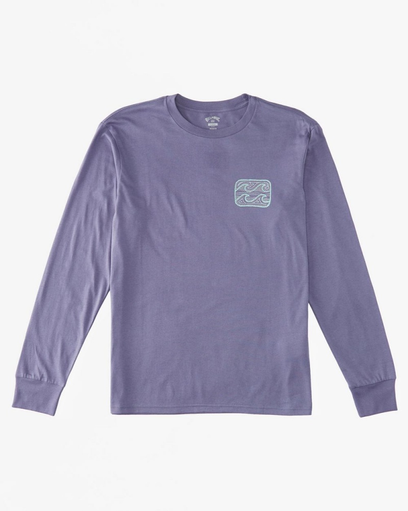 Dusty Grape Men's Billabong Crayon Wave Long Sleeve T-Shirt | 423690VNZ