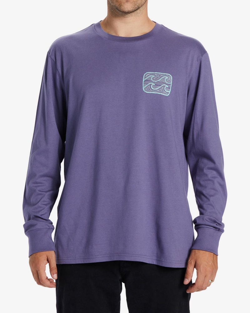 Dusty Grape Men\'s Billabong Crayon Wave Long Sleeve T-Shirt | 423690VNZ