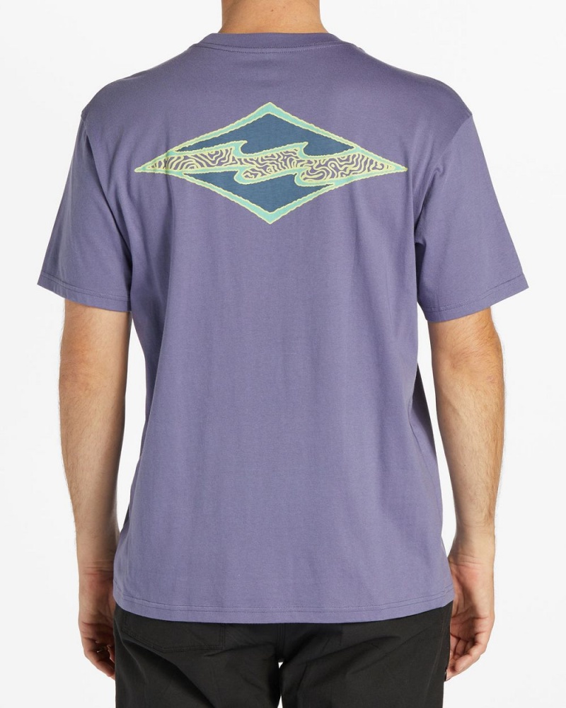 Dusty Grape Men's Billabong Crayon Wave Short Sleeve T-Shirt | 813597BIQ