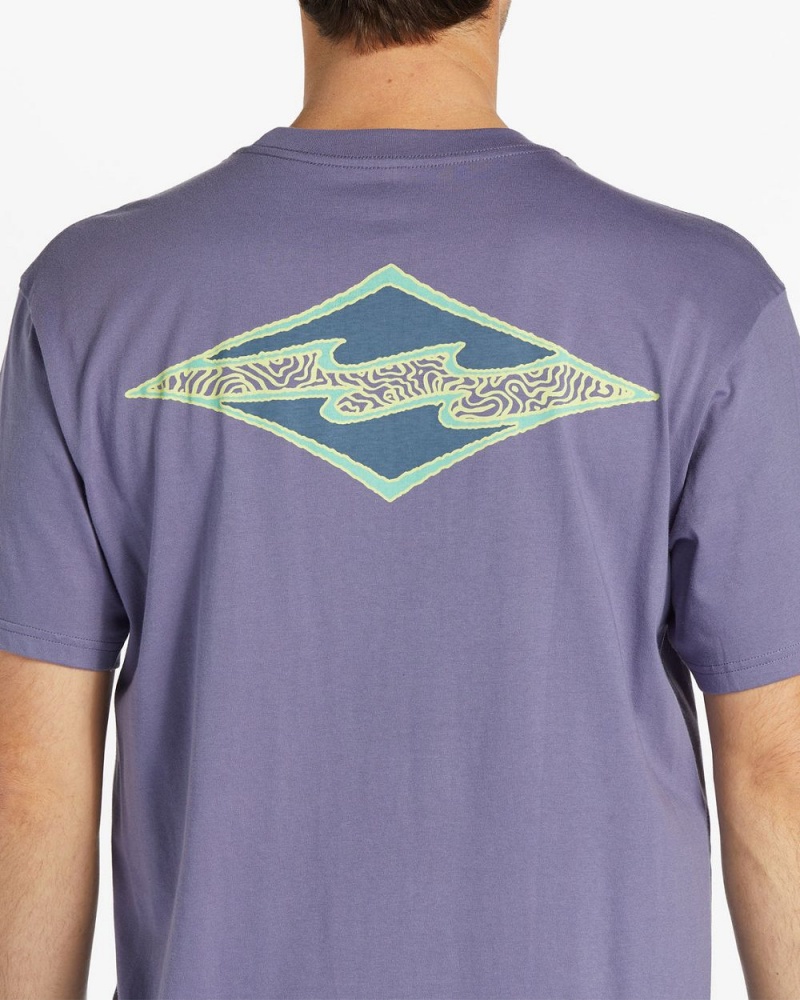 Dusty Grape Men's Billabong Crayon Wave Short Sleeve T-Shirt | 813597BIQ