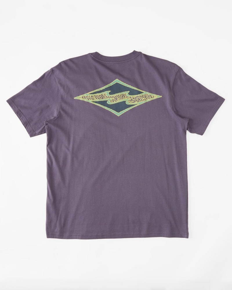 Dusty Grape Men's Billabong Crayon Wave Short Sleeve T-Shirt | 813597BIQ