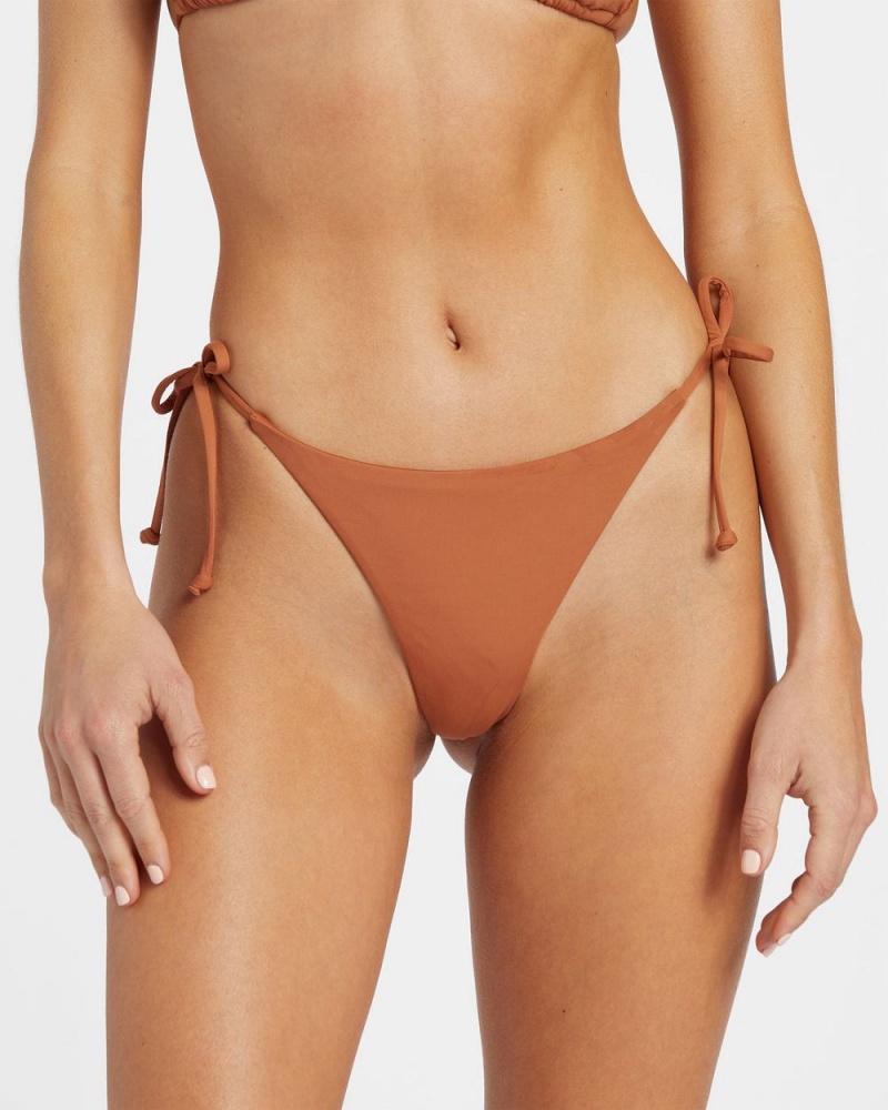 Golden Brown Women's Billabong Sol Searcher Tie-Side Tanga Bikini Bottoms | 871943DWE