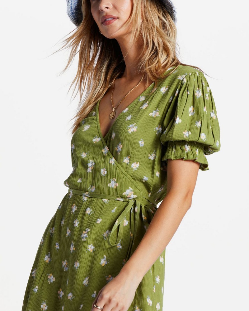 Green Eyes Women's Billabong Chiquita Mini Wrap Dress | 980723HAF