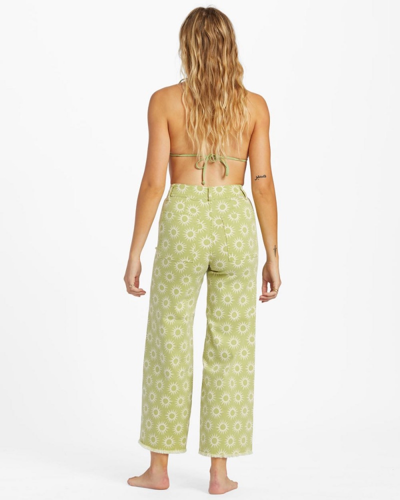 Green Eyes Women's Billabong Free Fall Print Wide Leg Pants | 963071WTM