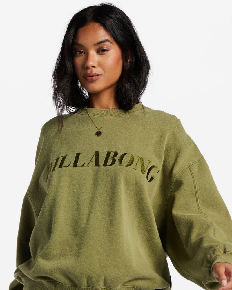 Green Women's Billabong Baseline Kendall Sweatshirt | 385796EQZ