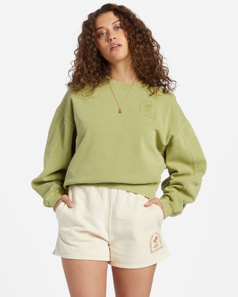 Green Women's Billabong Kendal Crew Neck Sweatshirt | 612835KTB