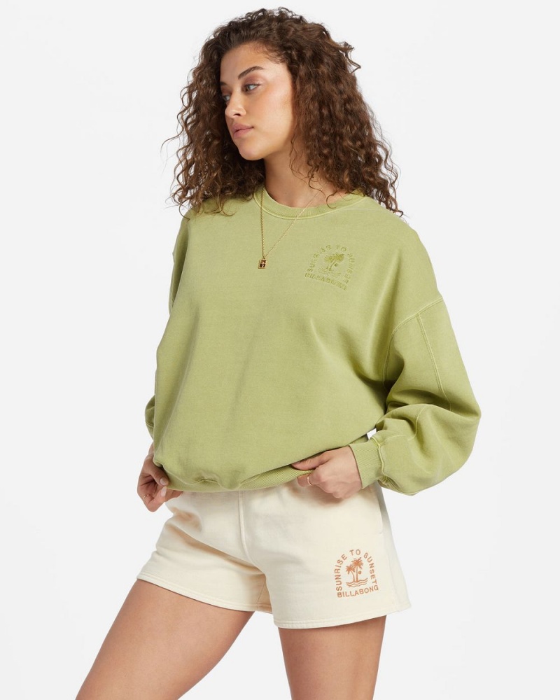 Green Women's Billabong Kendal Crew Neck Sweatshirt | 612835KTB