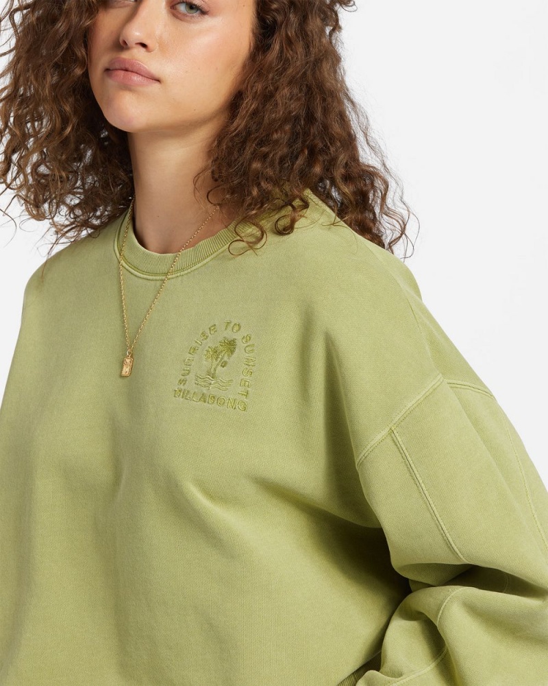 Green Women's Billabong Kendal Crew Neck Sweatshirt | 612835KTB