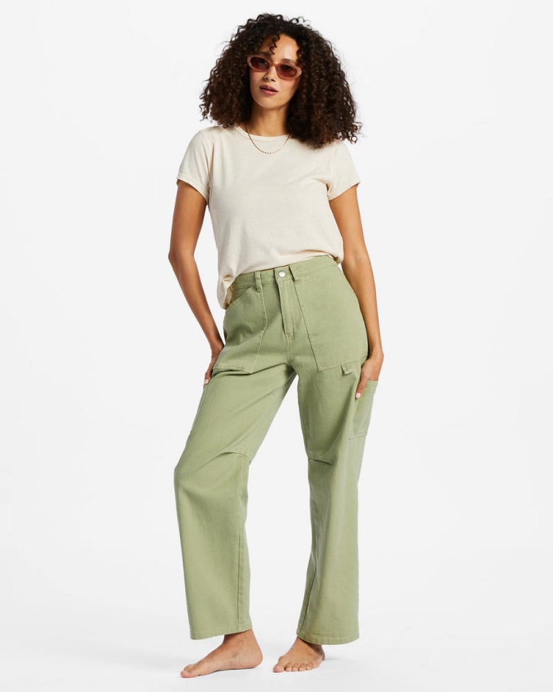 Green Women's Billabong Leia Cargo Pants | 254769TXN