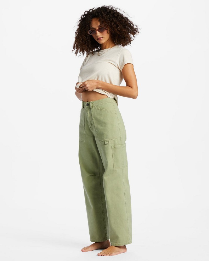 Green Women's Billabong Leia Cargo Pants | 254769TXN