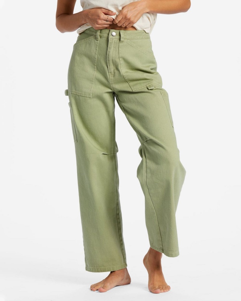 Green Women's Billabong Leia Cargo Pants | 254769TXN