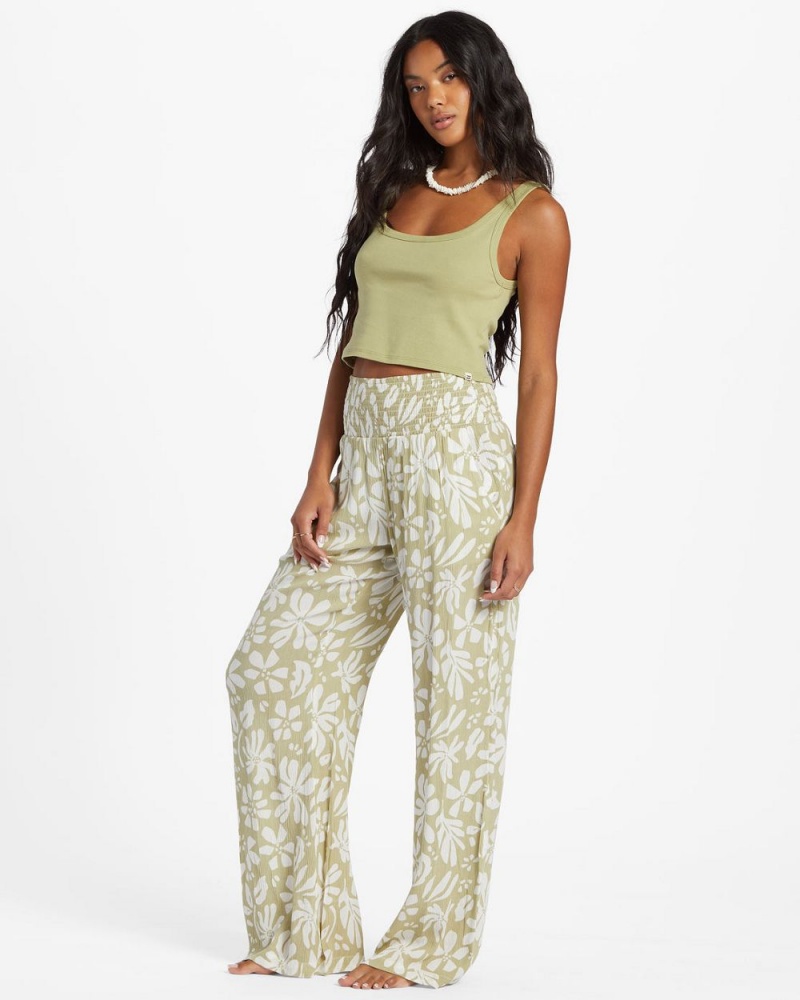 Green Women's Billabong New Waves 2 Wide-Leg Pants | 796085HYR