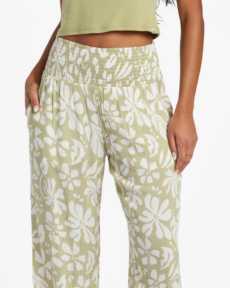 Green Women's Billabong New Waves 2 Wide-Leg Pants | 796085HYR